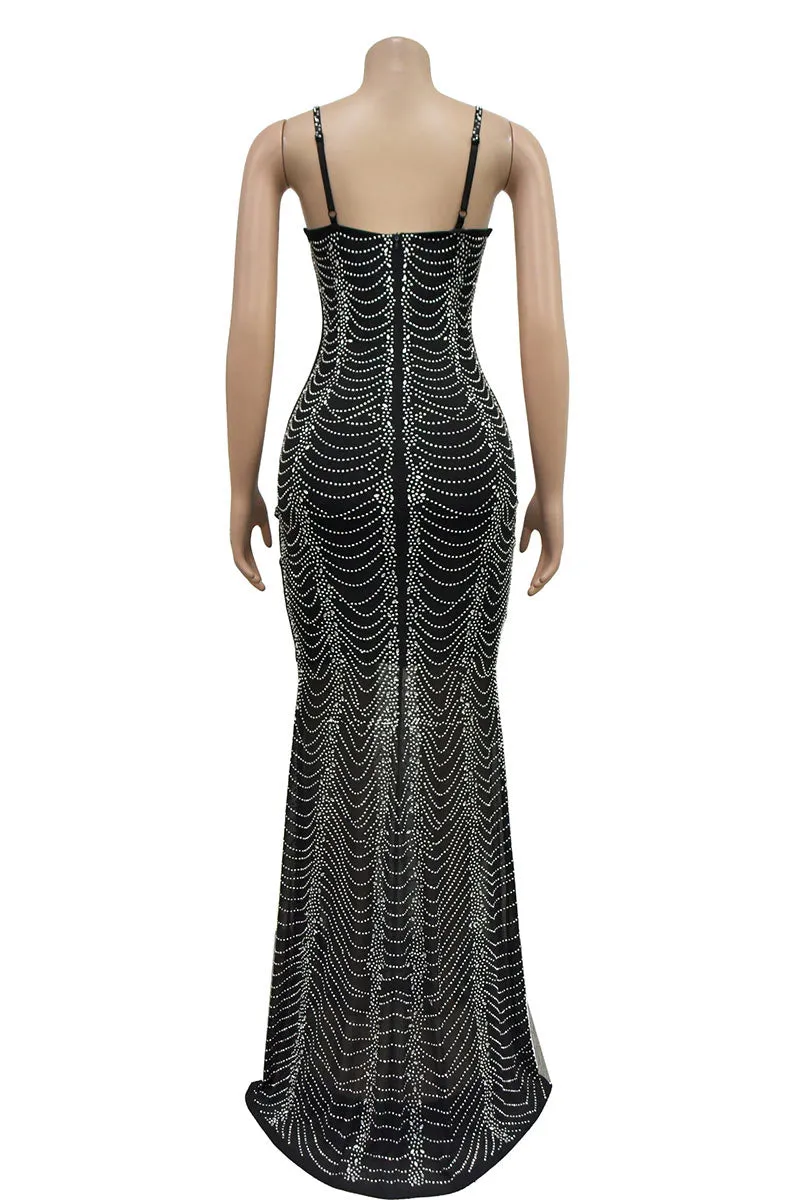 BM0381 Rhinestones Maxi Cami Dress