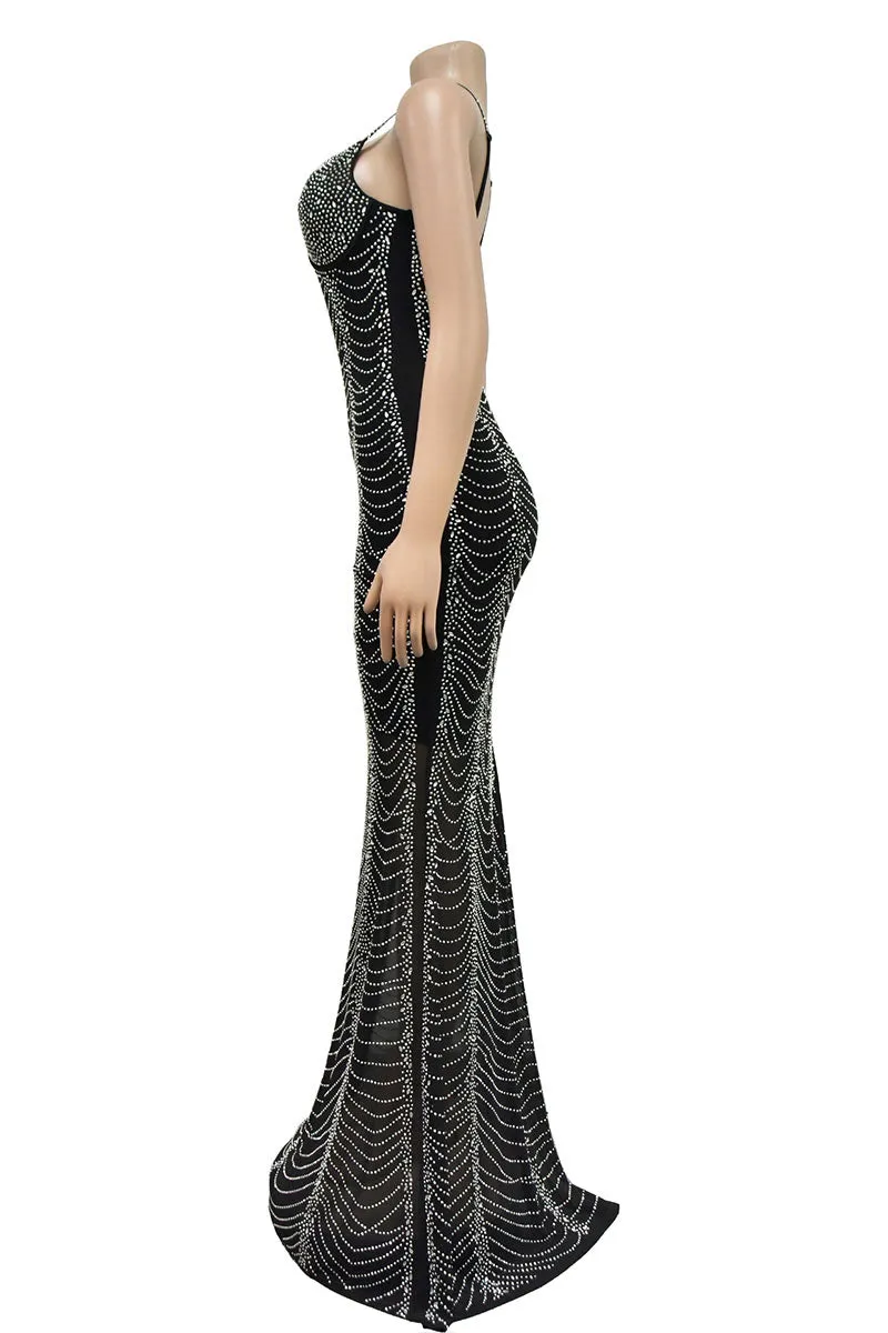 BM0381 Rhinestones Maxi Cami Dress