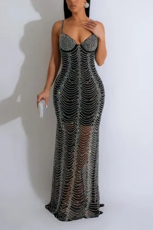 BM0381 Rhinestones Maxi Cami Dress