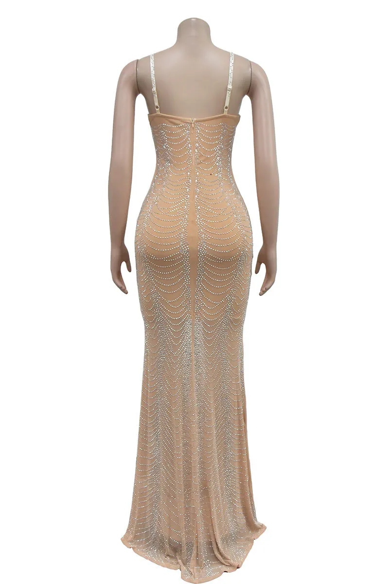 BM0381 Rhinestones Maxi Cami Dress