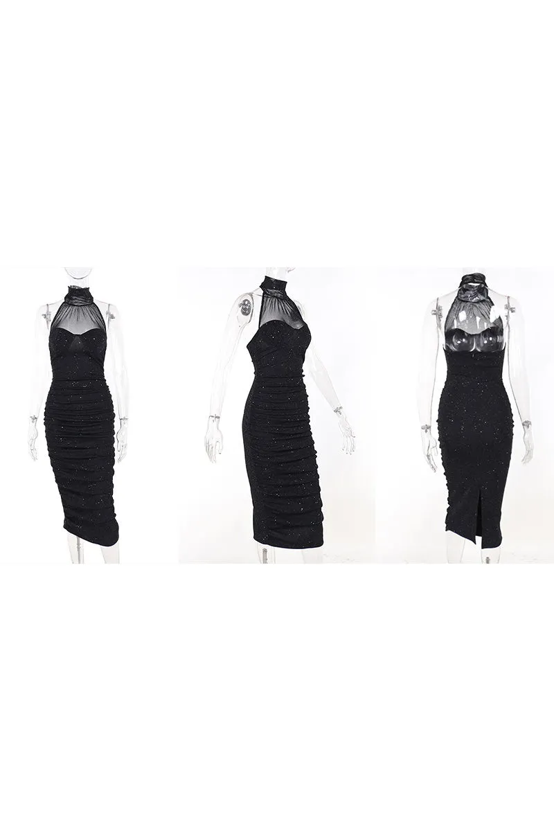 BM0516 Glitter Halter Long Dress