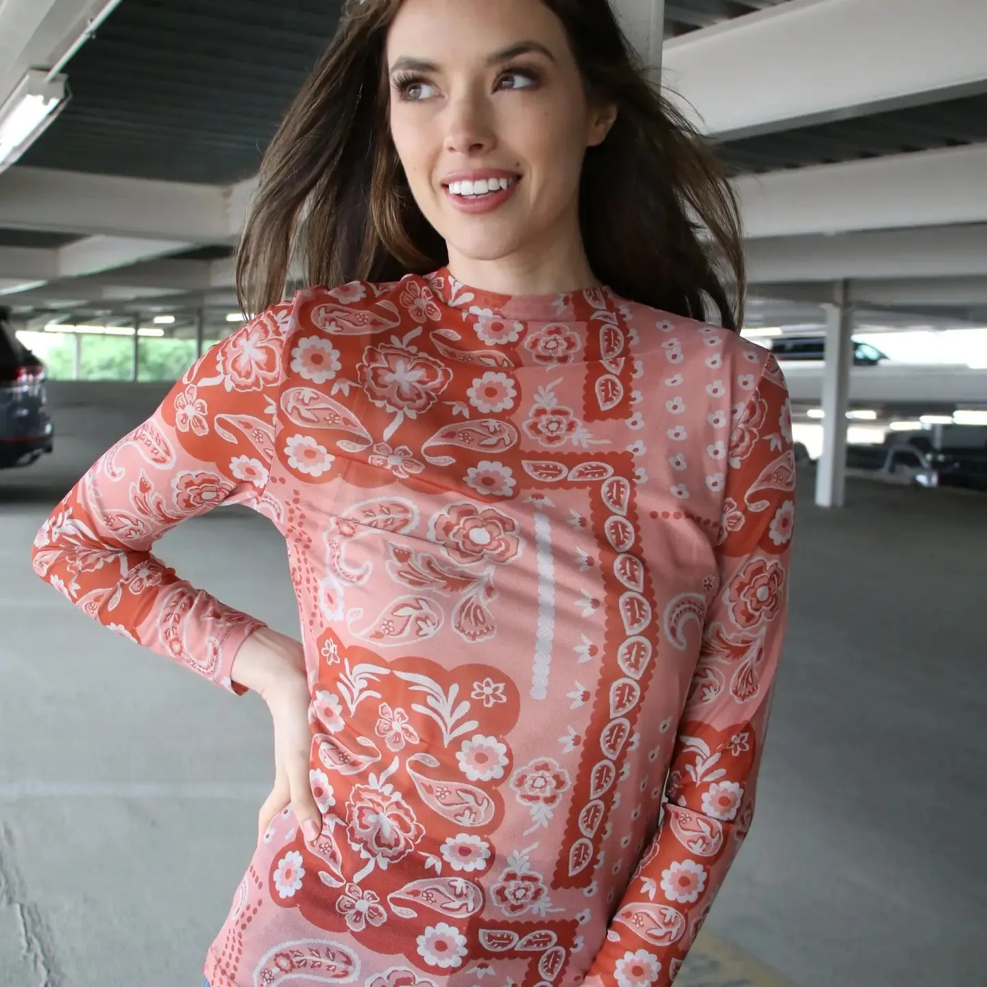 Boho Bandana Blush/Rust Mesh Top / Stuffology Boutique