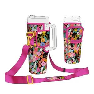 Bold Floral Maximalist Bottle Carrier for 40oz Tumbler Blooming