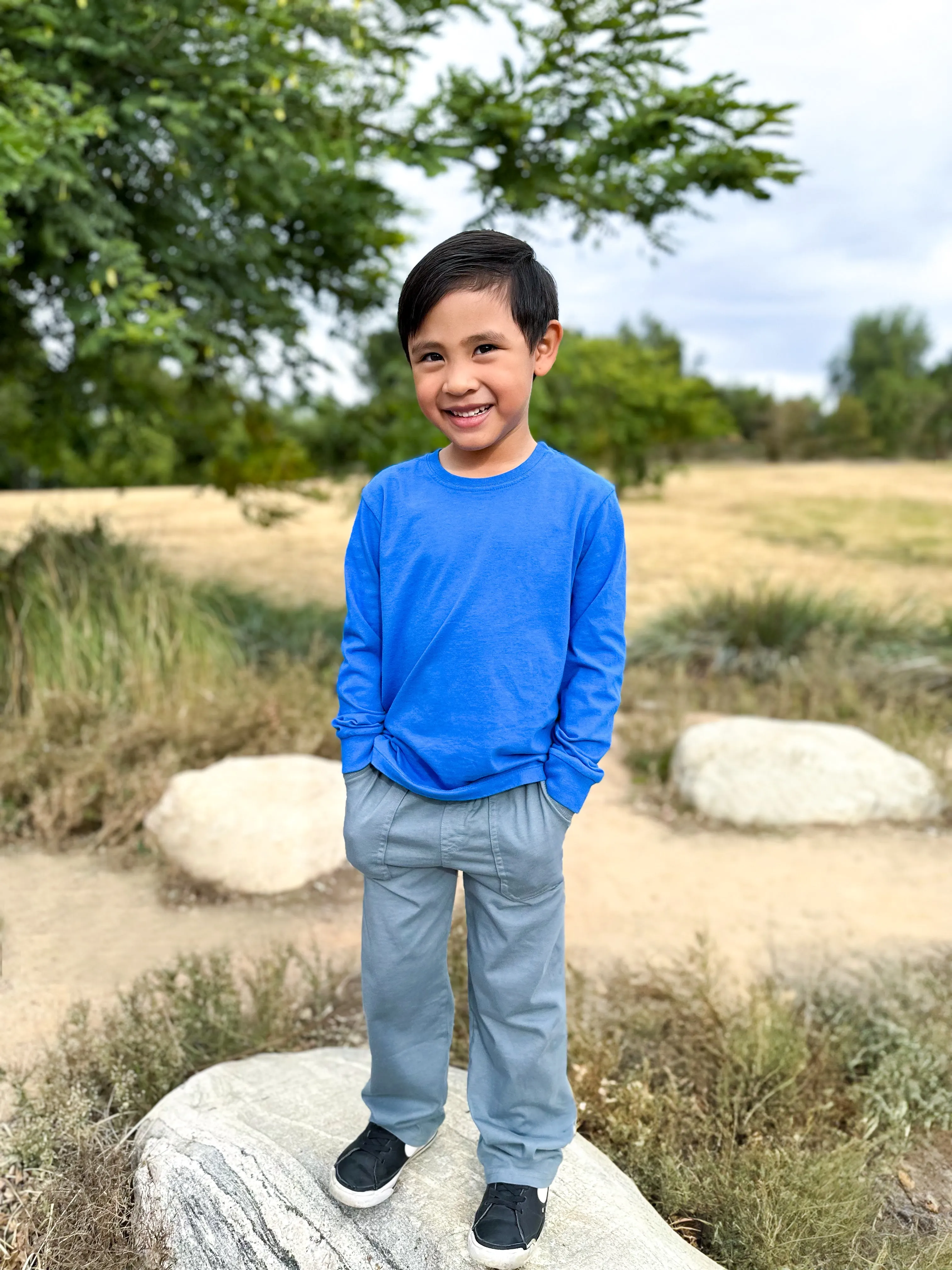 Boys Soft 100% Cotton Medium-Weight Long Sleeve Tee With Cuffs| Red