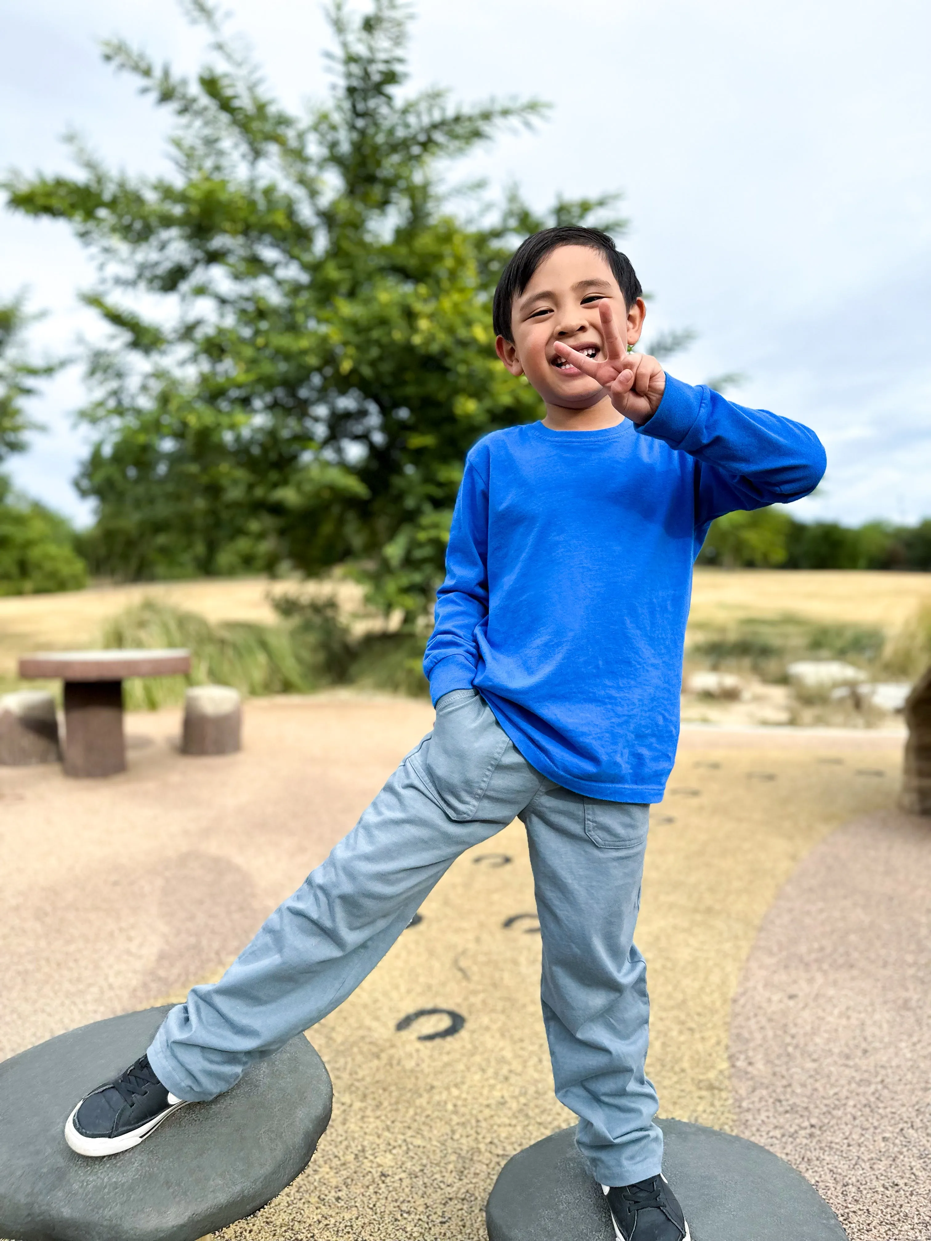 Boys Soft 100% Cotton Medium-Weight Long Sleeve Tee With Cuffs| Red