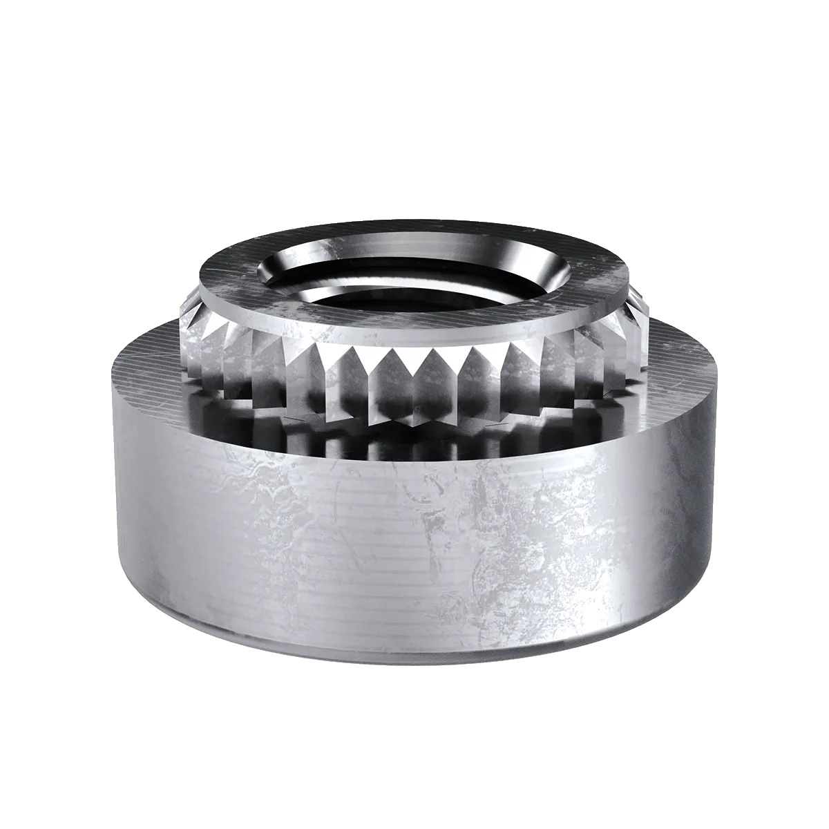 Broaching Nut, Steel, Electro Tin, Metric, M2.5x0.45, 100 Pack