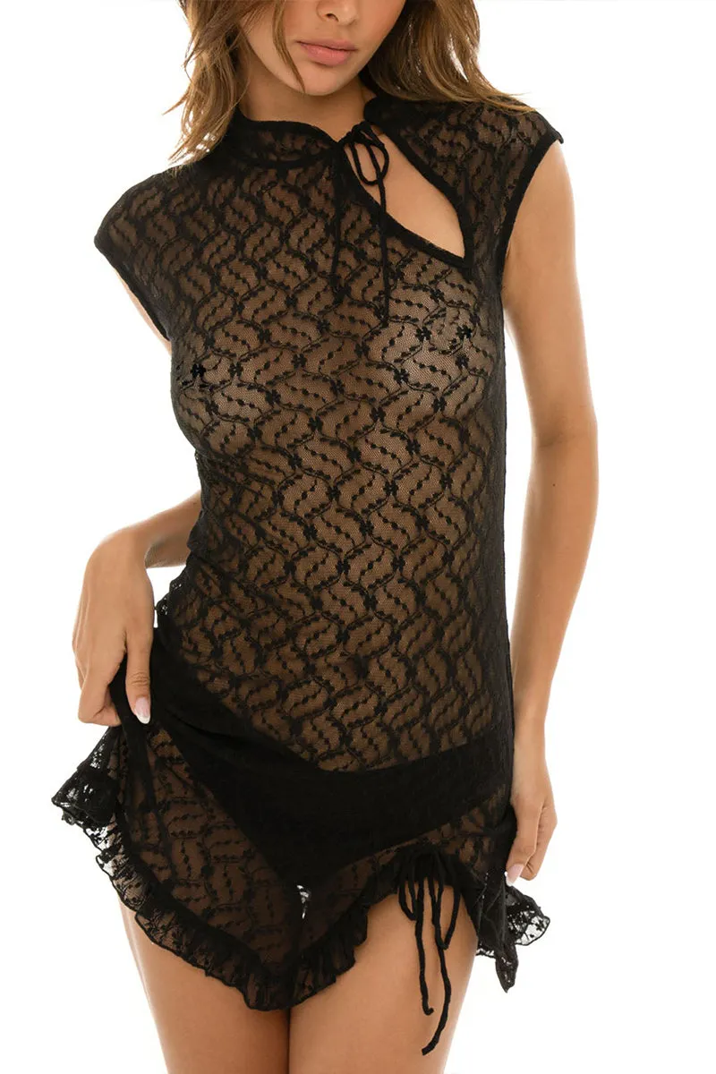 BS3240 Lace Sheer Mini Dress