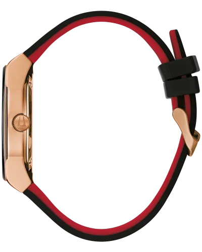 Bulova Men's Futuro Rose-Gold Tone and Black Silicone Strap Watch 97C111