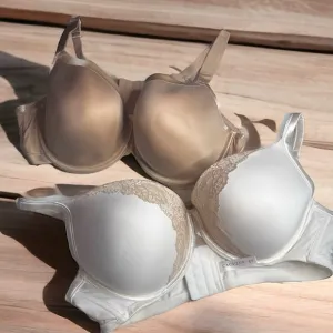 Cacique 44D Full Coverage Bras Lot of 2 Nude Lace Adjustable Straps Women's