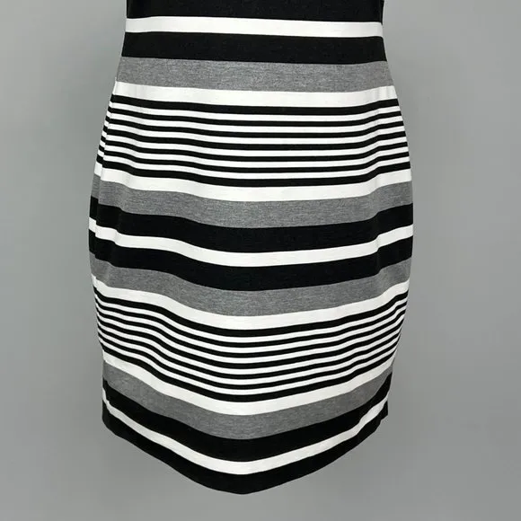 Calvin Klein Black White Stripe Sleeveless Sheath Dress size 14