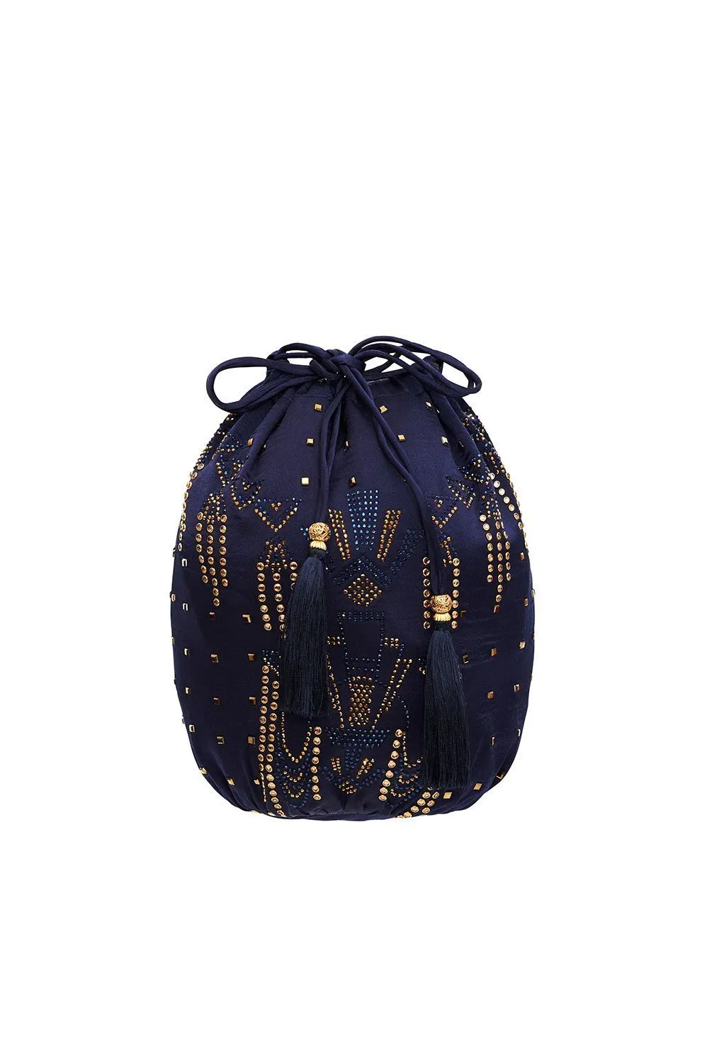 CAMILLA Round Drawstring Pouch LUXE NAVY