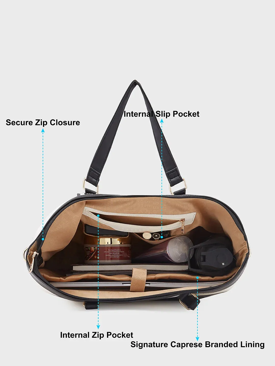 Caprese Trinity Large Cream Laptop Bag