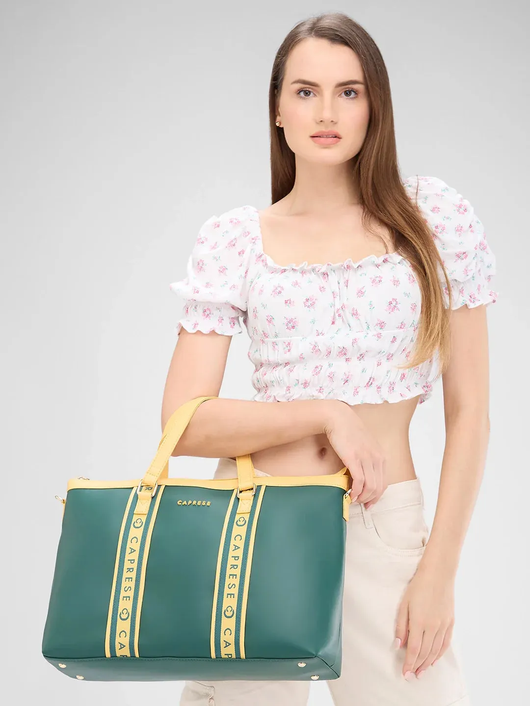 Caprese Trinity Large Dark Green Laptop Bag
