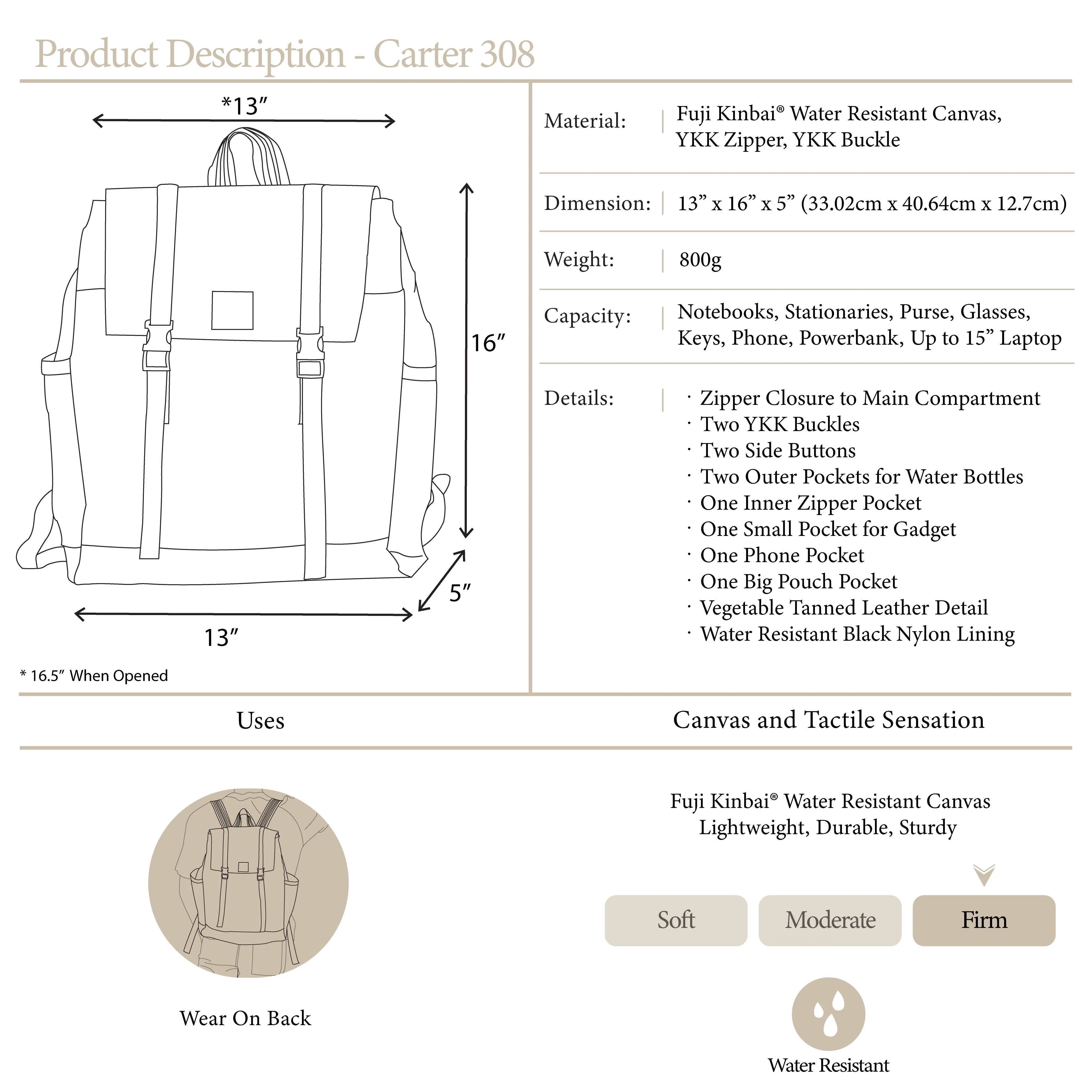 Carter 308 Army Green | Backpack