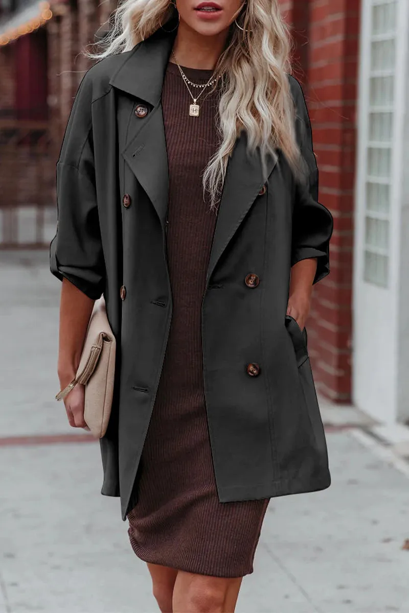 Casual Work Solid Pocket Turndown Collar Outerwear(4 Colors)
