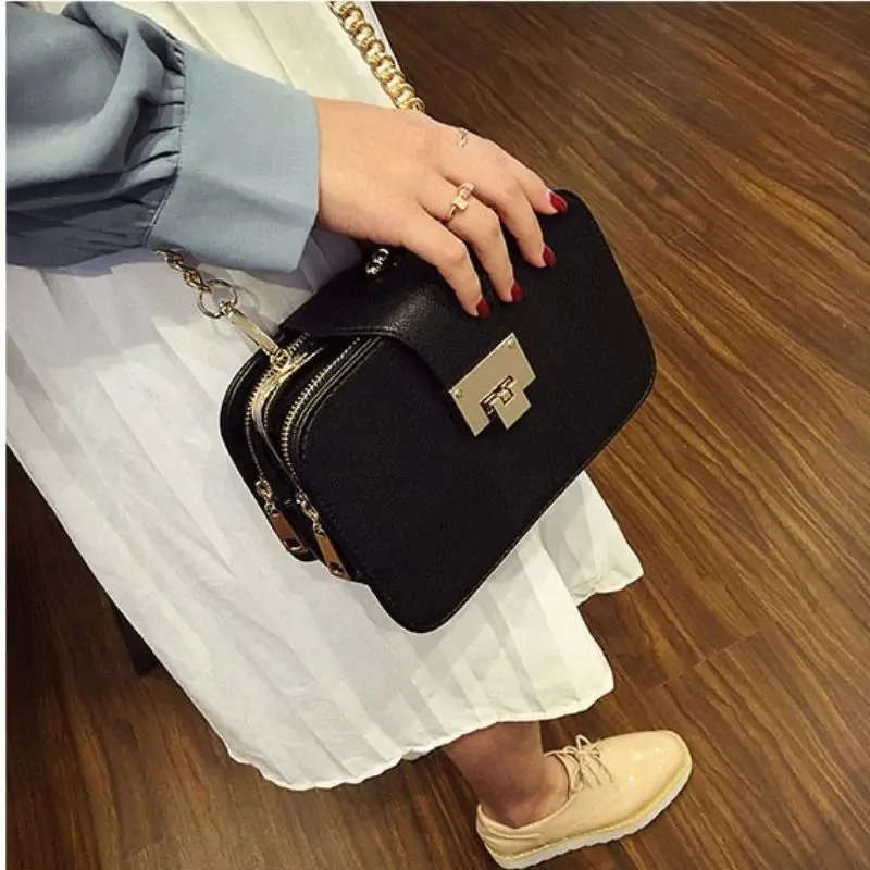 Chain Strap Leather Shoulder Bag