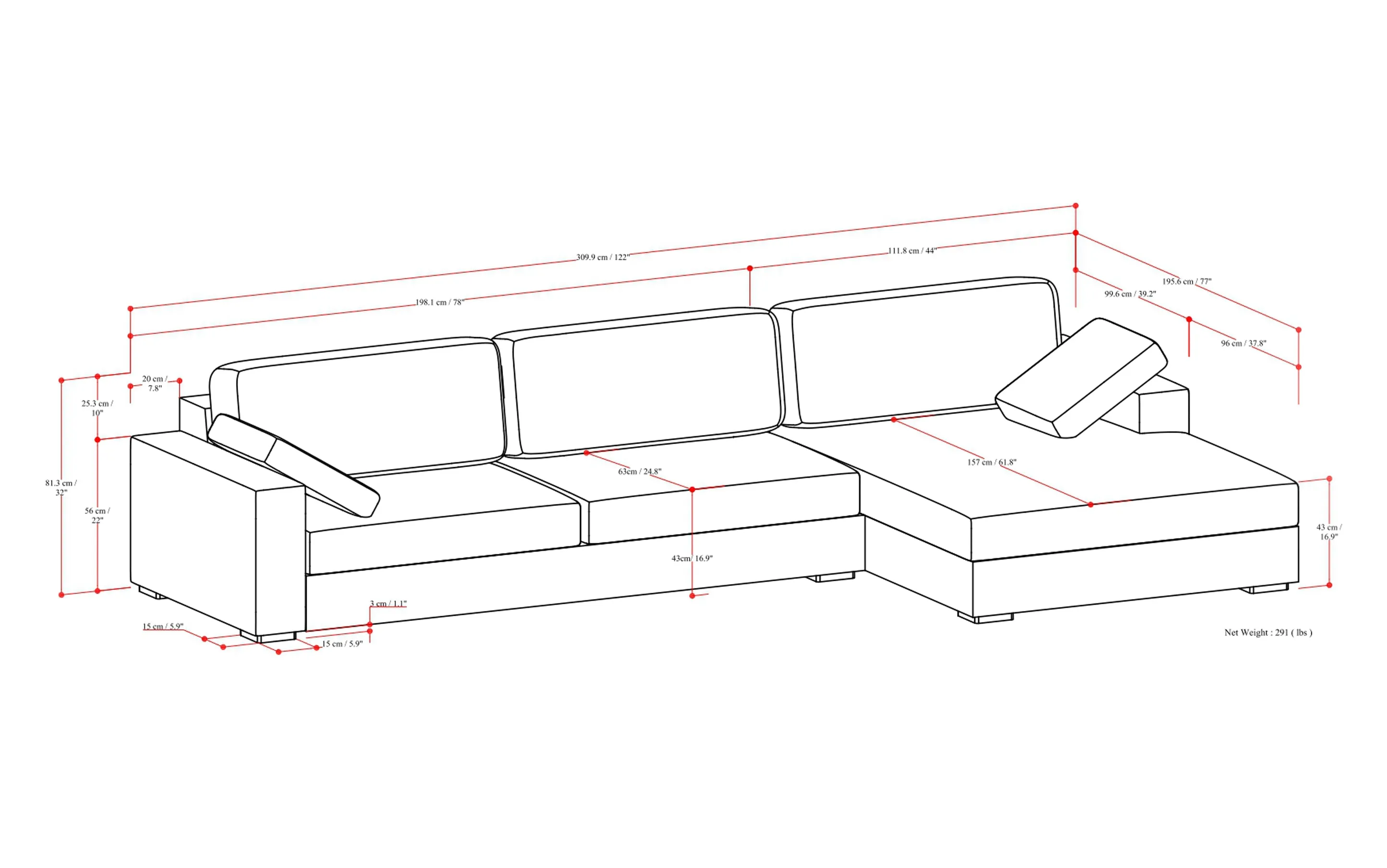 Charlie Deep Seater Right Sectional