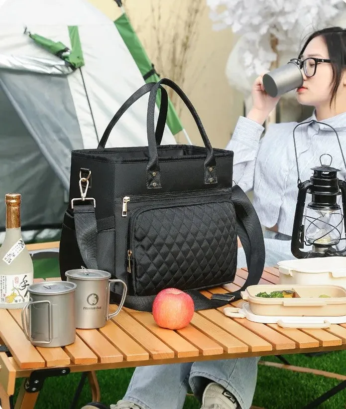 Chic Large-Capacity Lunch Tote Bag – Insulated & Waterproof for Work, Travel, Picnics & Mommy Essentials