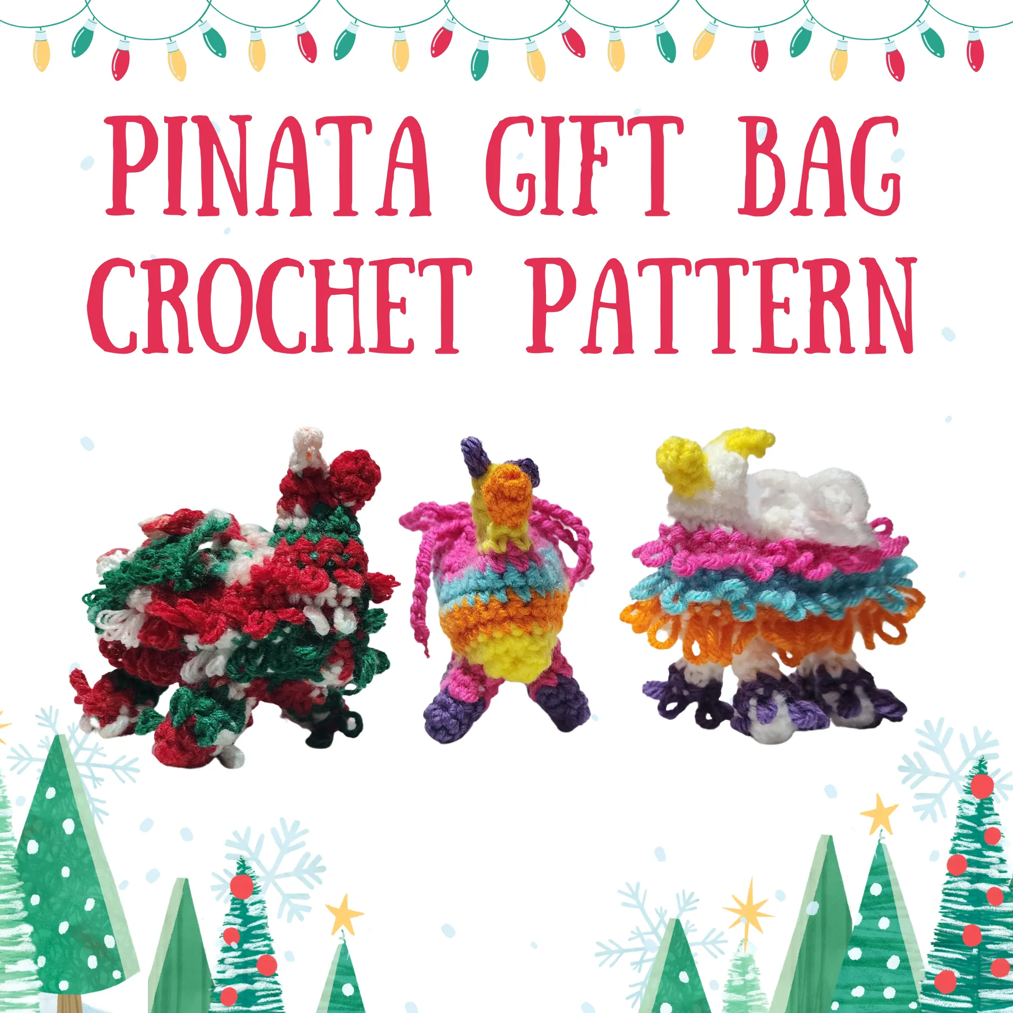 Christmas Gift Bags Crochet Pattern Ebook in PDF Format