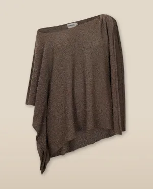 CLIVIA | Metallic Silver Asymmetric Knitted Cape