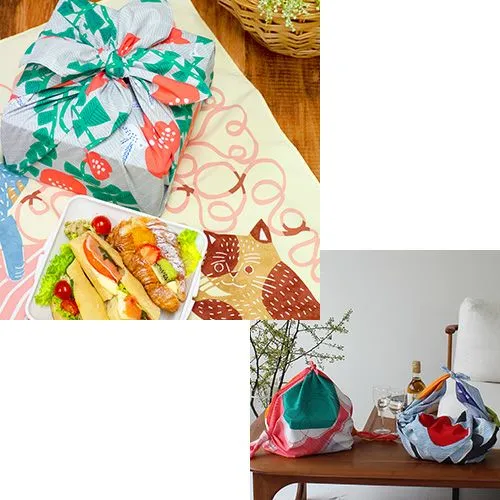 Cochae - Water repellent finish アクアドロップ コウモリ ダークブラウン(撥水加工)  - Furoshiki 70 x 70 cm
