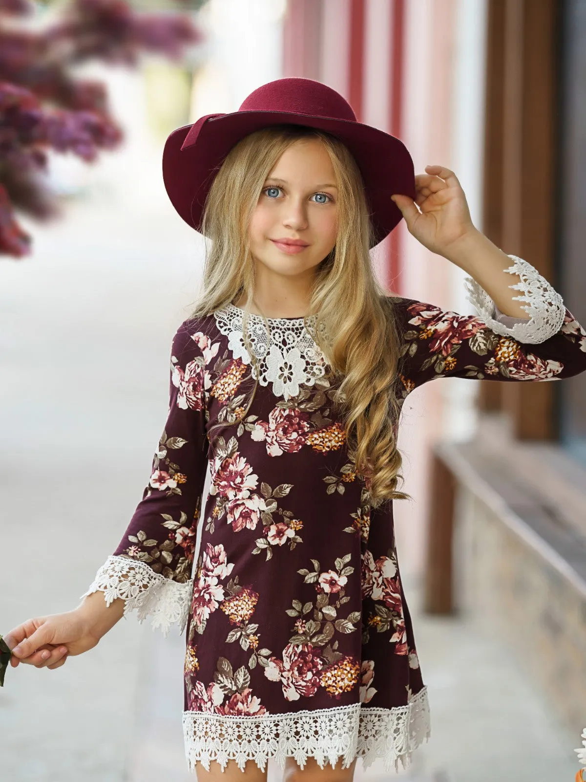 Cranberry Dreams Floral Crochet Dress