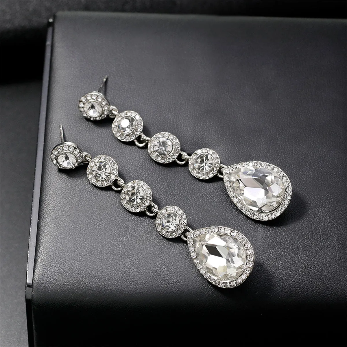 Crystal & Cubic Zirconia Tiered Drop Earrings