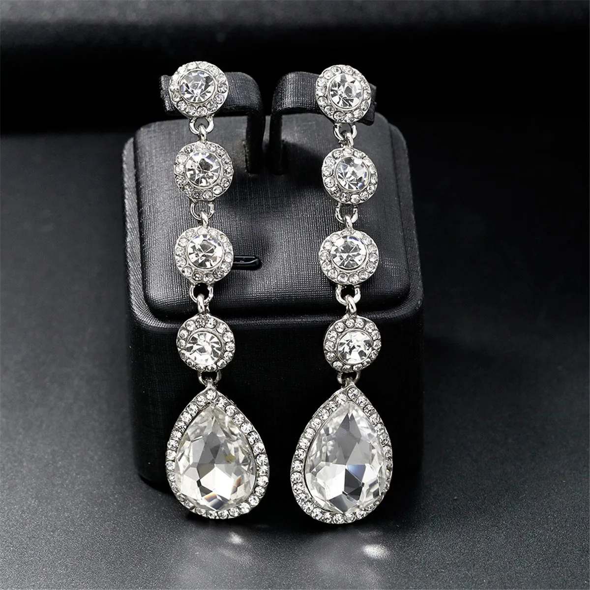 Crystal & Cubic Zirconia Tiered Drop Earrings