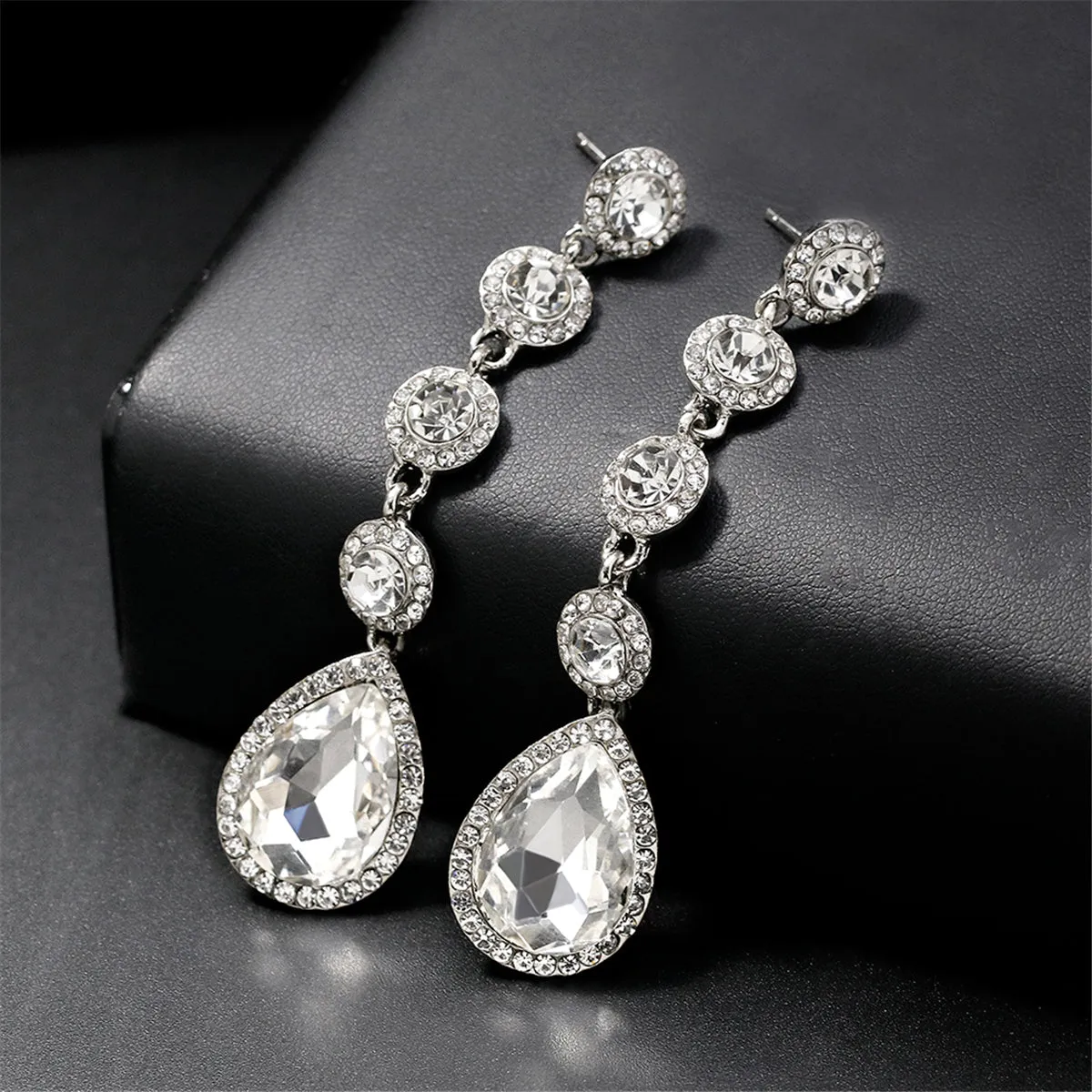 Crystal & Cubic Zirconia Tiered Drop Earrings