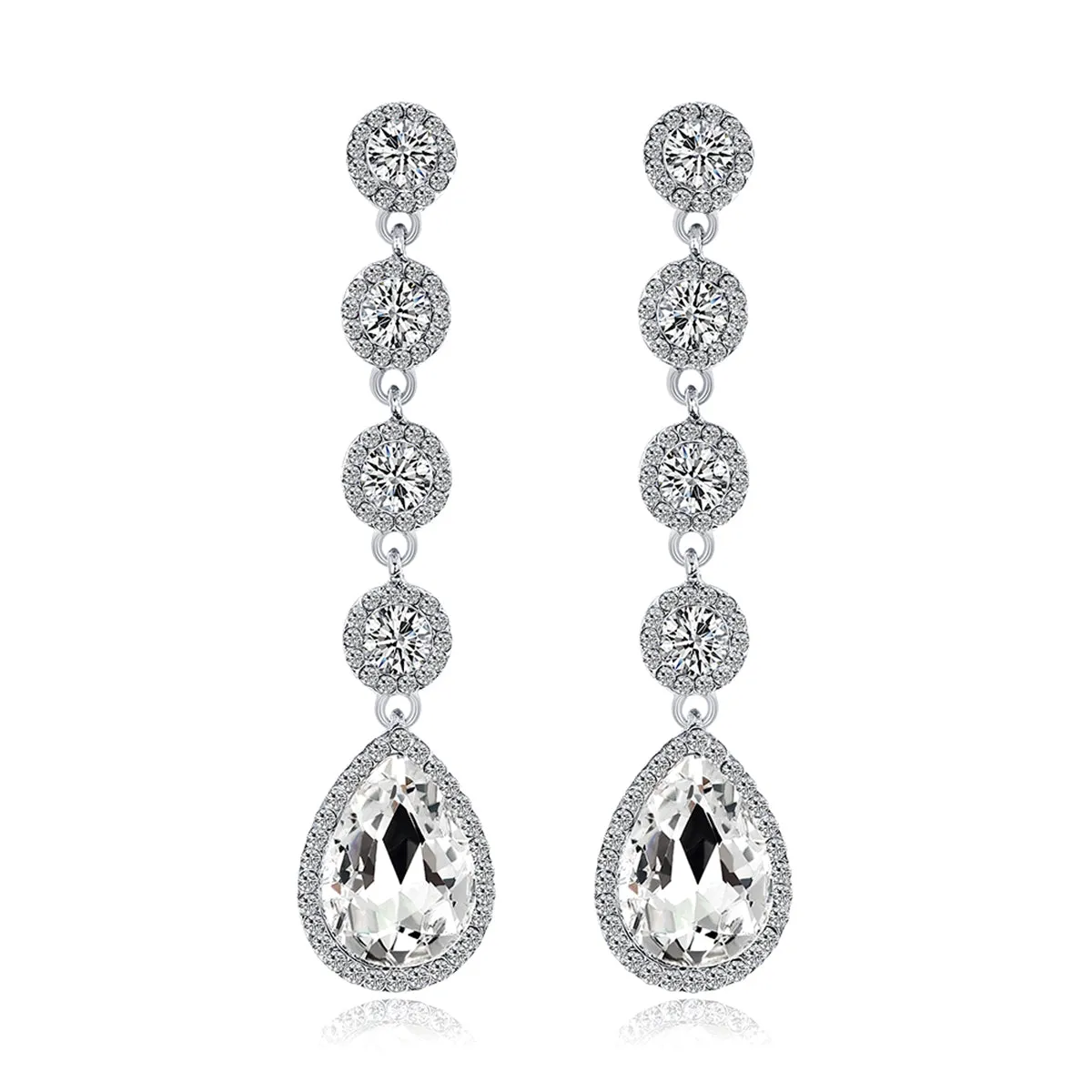 Crystal & Cubic Zirconia Tiered Drop Earrings