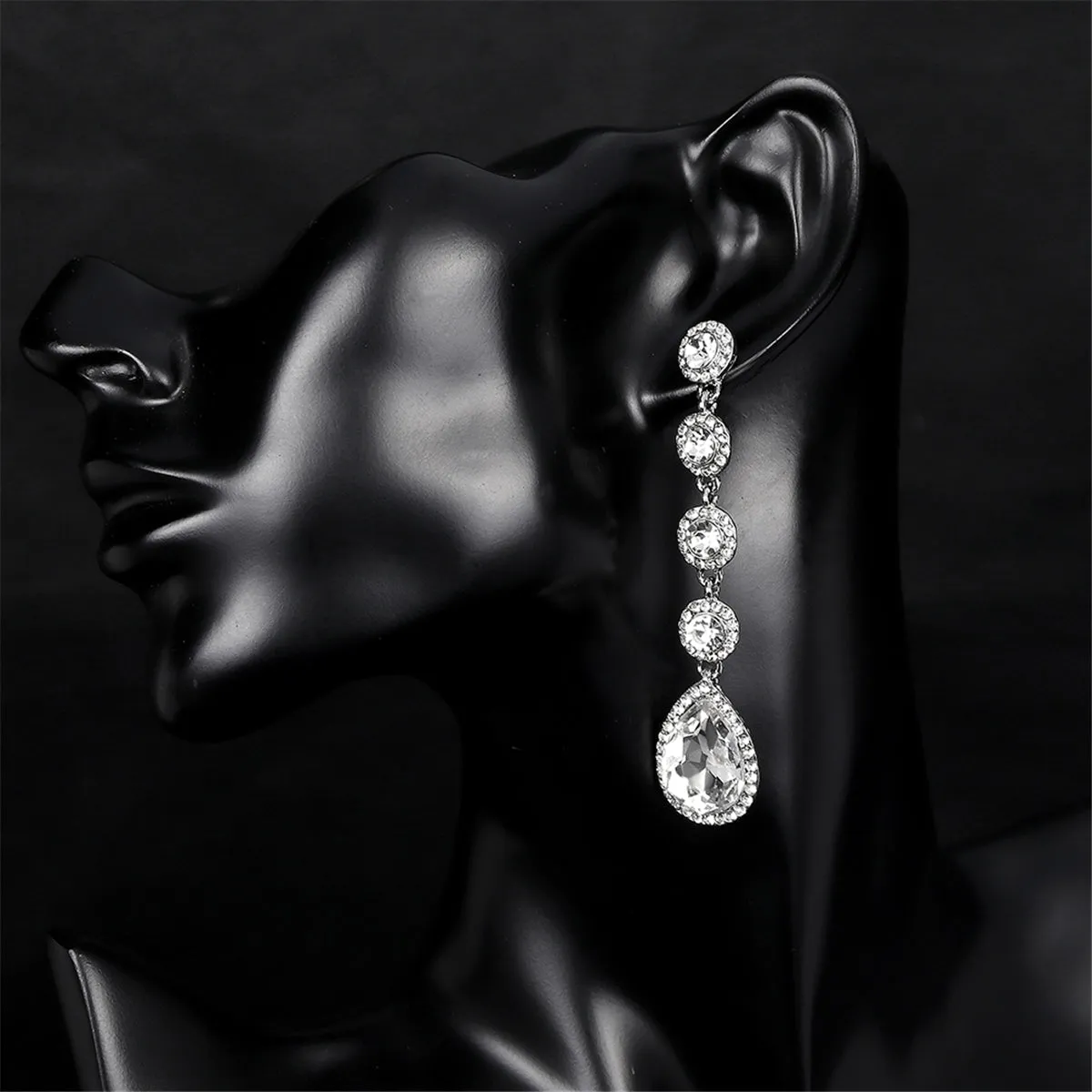 Crystal & Cubic Zirconia Tiered Drop Earrings