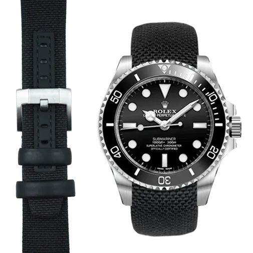 Curved End Nylon Strap with Tang Buckle for Rolex Sub Ceramic No-Date