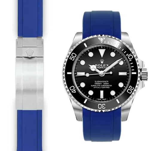 Curved End Rubber Strap for Rolex Sub Ceramic No-Date Deployant