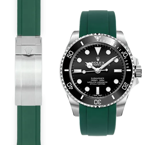 Curved End Rubber Strap for Rolex Sub Ceramic No-Date Deployant