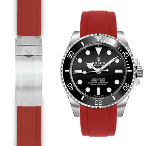 Curved End Rubber Strap for Rolex Sub Ceramic No-Date Deployant