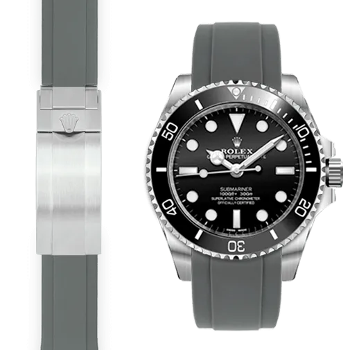 Curved End Rubber Strap for Rolex Sub Ceramic No-Date Deployant