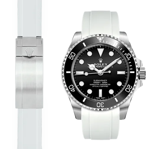 Curved End Rubber Strap for Rolex Sub Ceramic No-Date Deployant