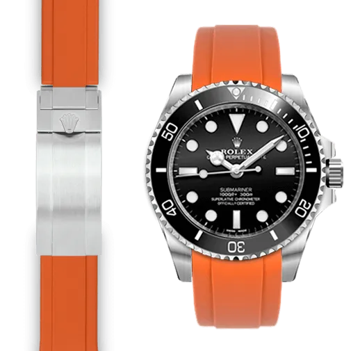 Curved End Rubber Strap for Rolex Sub Ceramic No-Date Deployant
