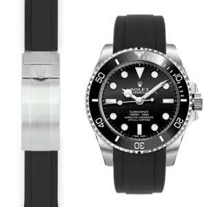 Curved End Rubber Strap for Rolex Sub Ceramic No-Date Deployant