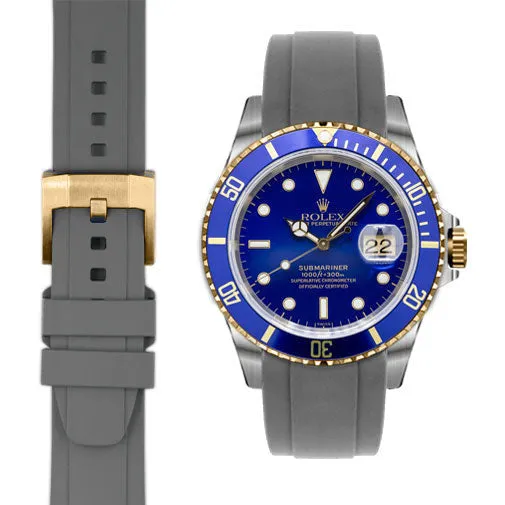 Curved End Rubber Strap for Rolex Submariner with Tang Buckle