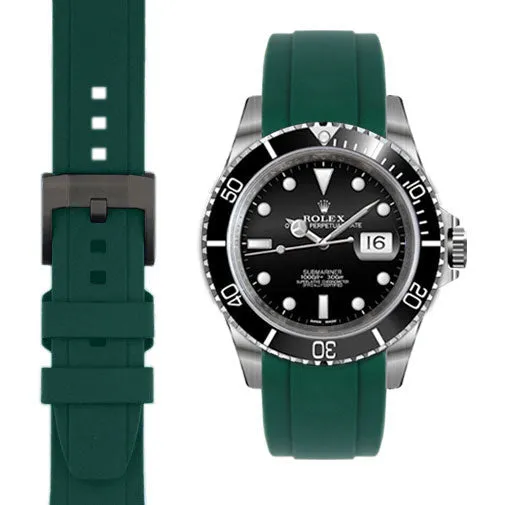 Curved End Rubber Strap for Rolex Submariner with Tang Buckle