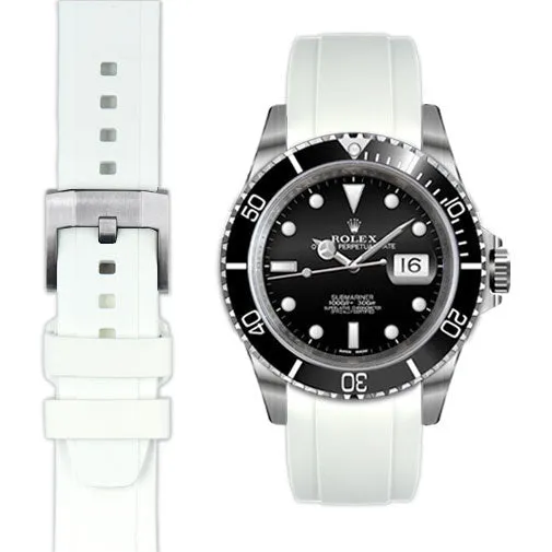 Curved End Rubber Strap for Rolex Submariner with Tang Buckle