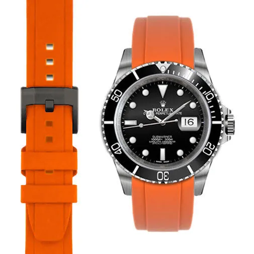 Curved End Rubber Strap for Rolex Submariner with Tang Buckle