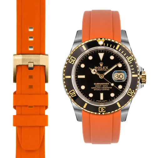 Curved End Rubber Strap for Rolex Submariner with Tang Buckle