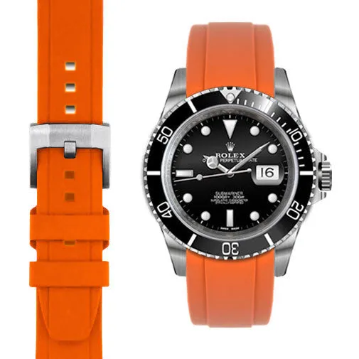 Curved End Rubber Strap for Rolex Submariner with Tang Buckle