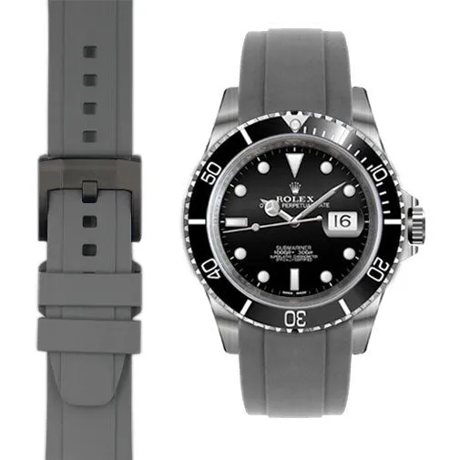 Curved End Rubber Strap for Rolex Submariner with Tang Buckle