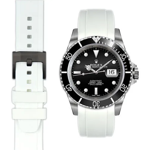 Curved End Rubber Strap for Rolex Submariner with Tang Buckle