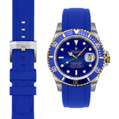 Curved End Rubber Strap for Rolex Submariner with Tang Buckle