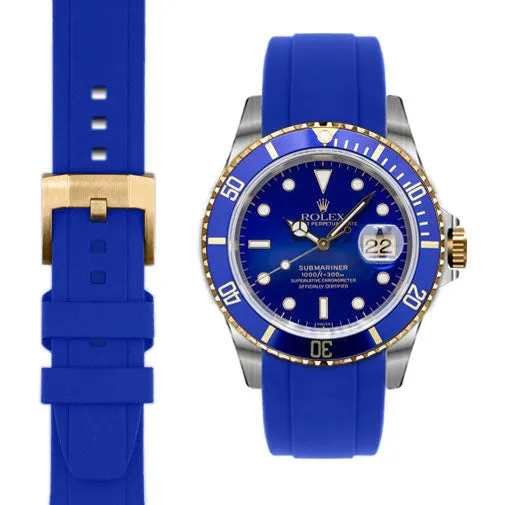 Curved End Rubber Strap for Rolex Submariner with Tang Buckle