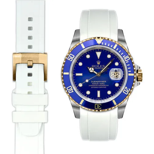 Curved End Rubber Strap for Rolex Submariner with Tang Buckle